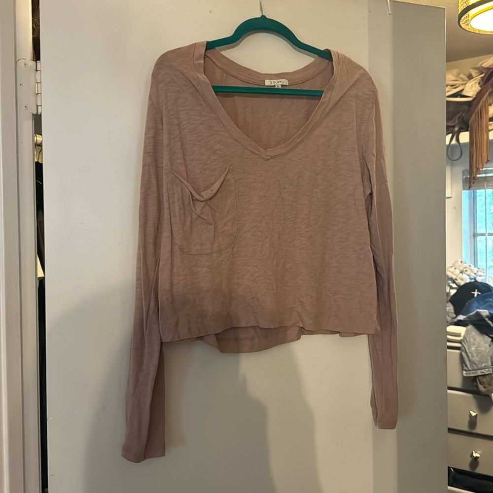 Long sleeve blush pink top